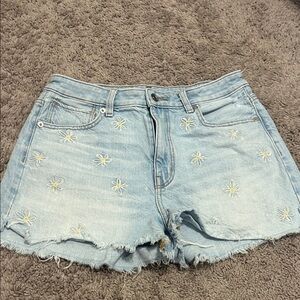 American Eagle Light Blue Floral Jean Shorts
